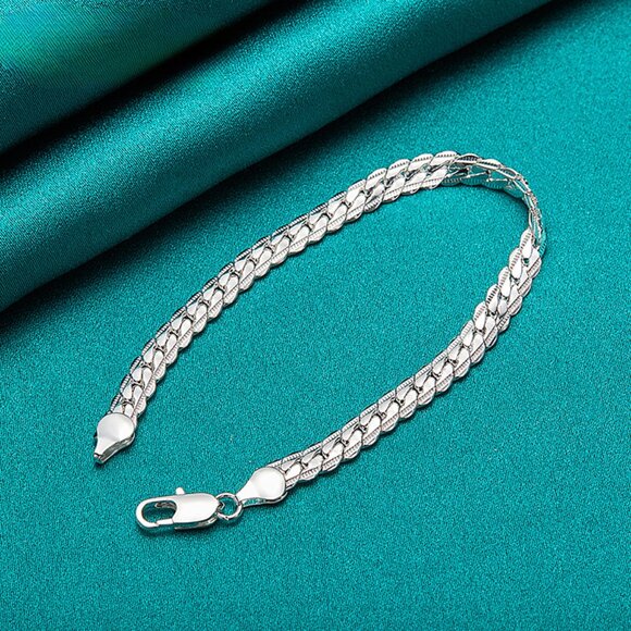 925 Sterling Silver 6mm Link Chain Bracelet for Men & Women - Picture 6 of 7